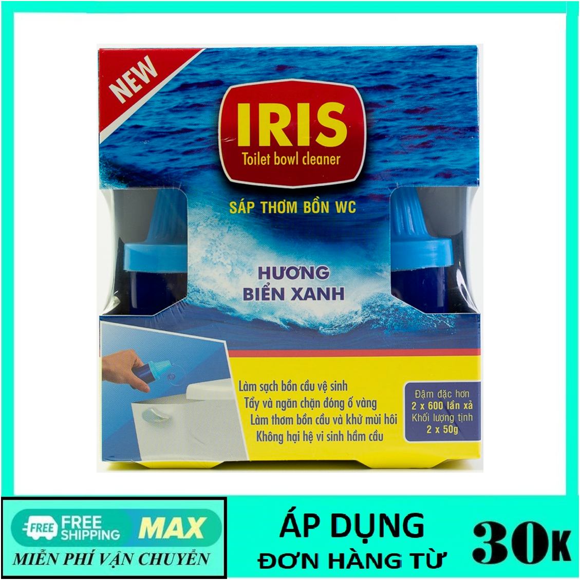 Combo 2 chai sáp thơm Iris thả bồn cầu Khử mùi diệt khuẩn & Thơm mát