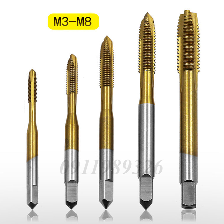 Mũi khoan taro ren - Mũi taro ren trong M3-M8 phủ Titanium - mũi khoan tạo ren