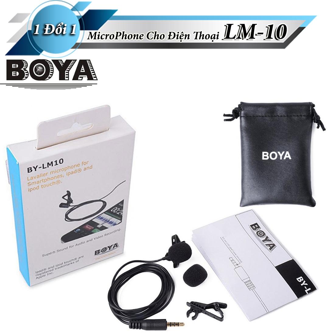 Microphone gài áo boya by-lm10 - chuyên dùng cho iphone x 8 7 6s ipad ipod touch sumsang xiaomi redmi oneplus 6 5