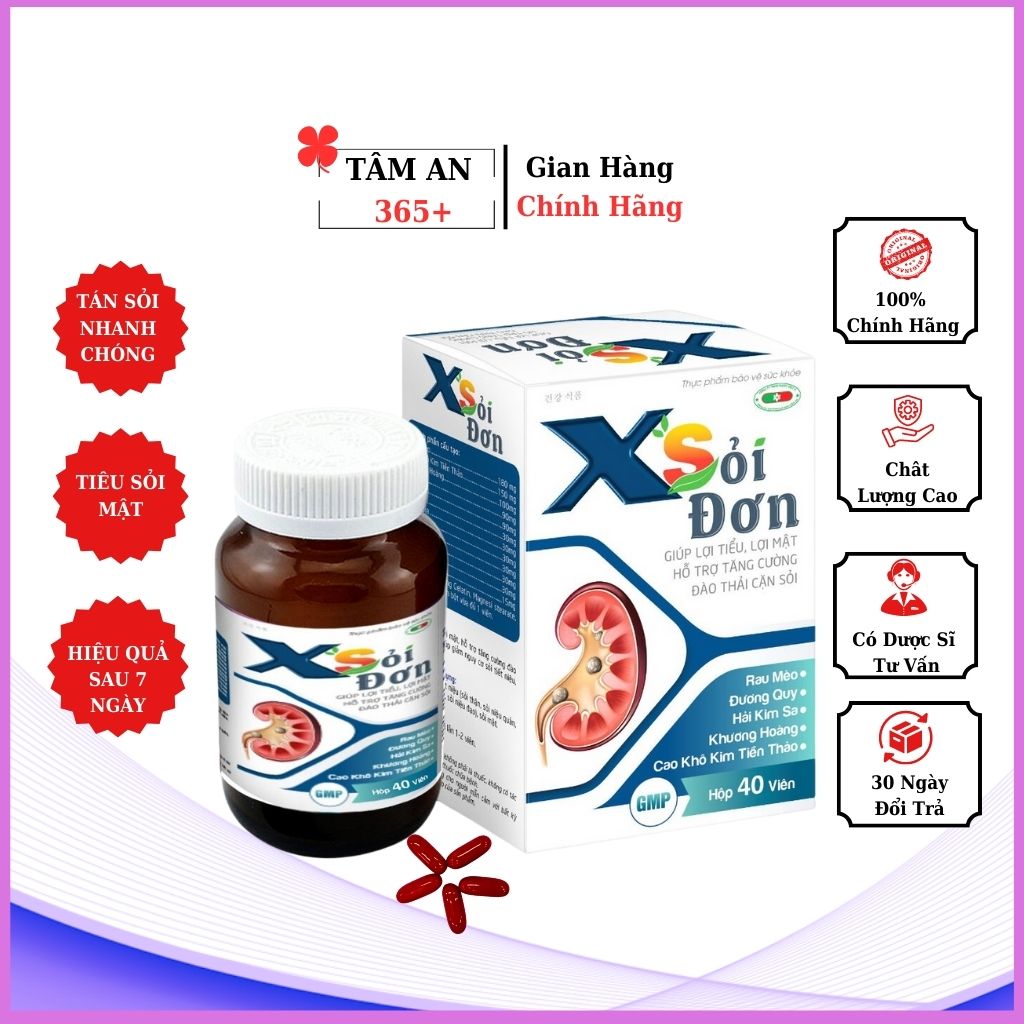 Viên uống sỏi thận,sỏi mật X Sỏi Đơn giúp lợi tiểu,lợi mật,đào thải cặn sỏi,hỗ trợ tán sỏi nhanh