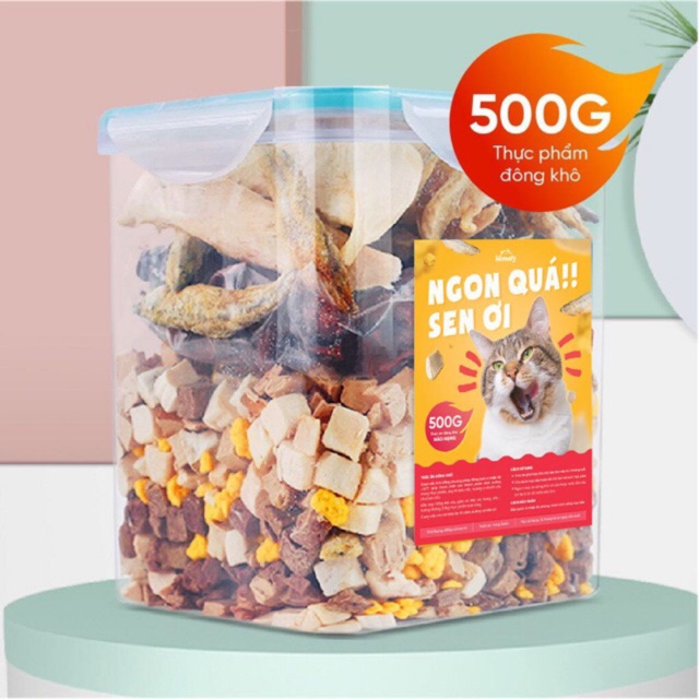 [Có sẵn] Thức ăn đông khô cho chó mèo hộp 500gr thịt sấy khô thức ăn sấy khô cho thú cưng