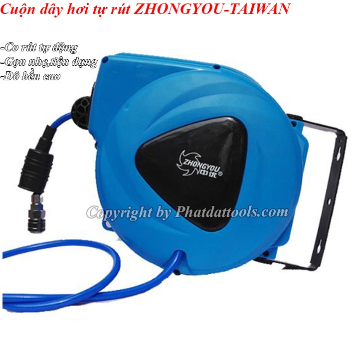 Cuộn dây hơi khí nén tự rút zhongyou 9m-11m-15m đài loan