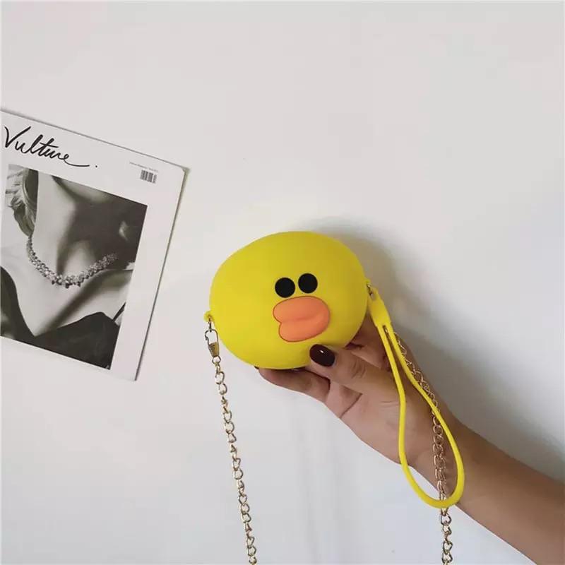 Túi Ví Vịt Salle vàng line kèm dây