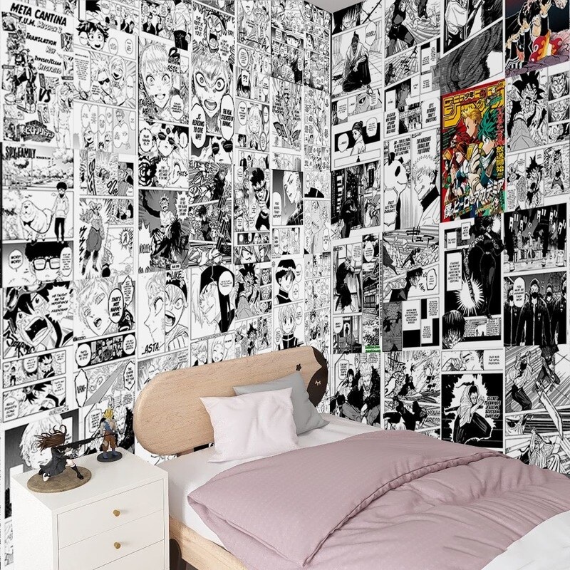 Tranh dán tường anime, manga wall loại bóc dán tiện lợi dùng để trang trí góc học tập, decor phòng