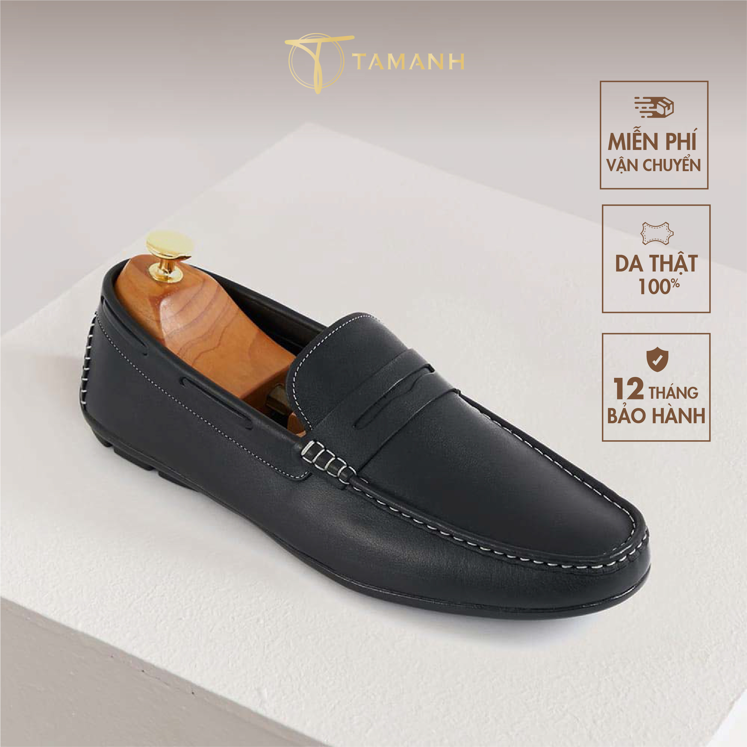 Giày lười nam tâm anh siêu bền siêu êm, da bò thật cao cấp gnta2302-d