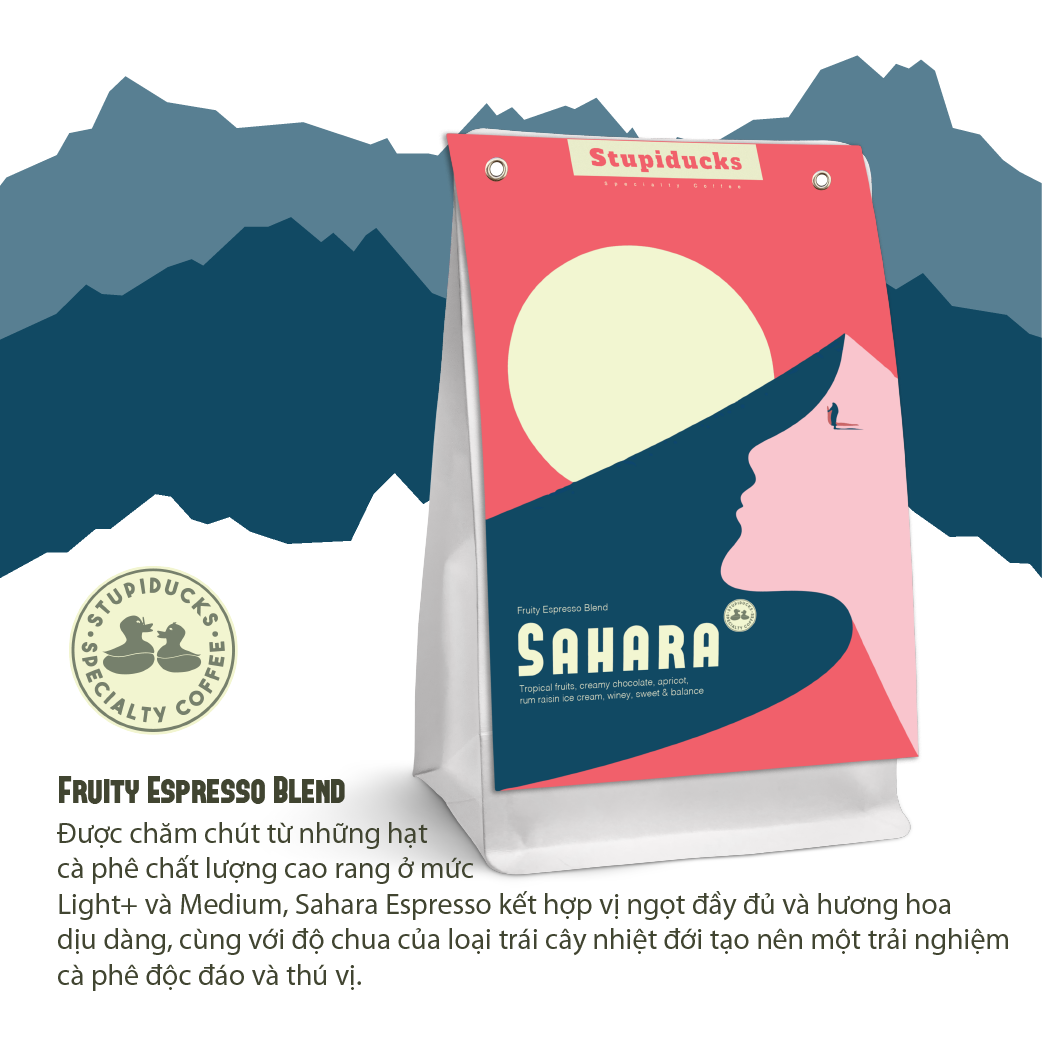 Cà phê Arabica Fruity Espresso Sahara - Stupiducks house blends