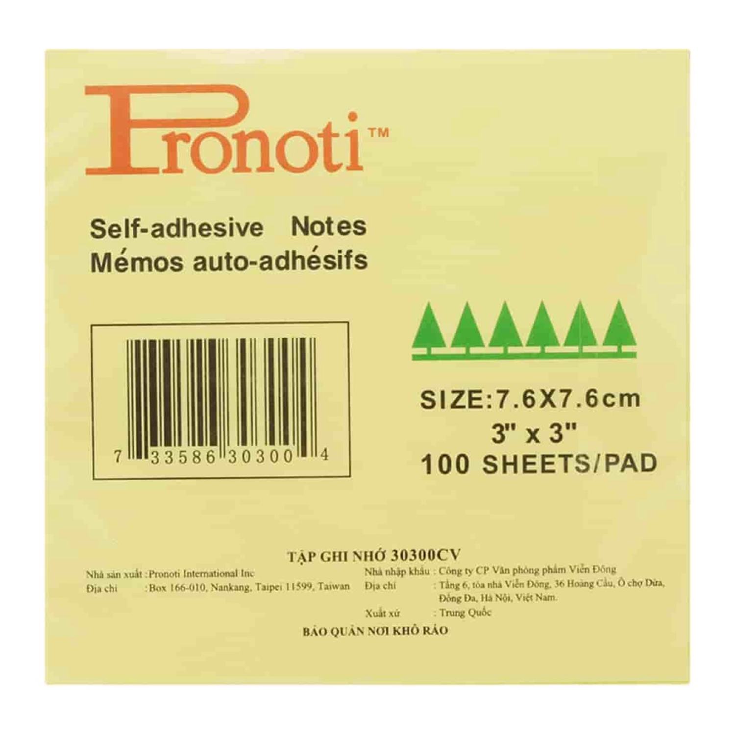 Giấy note vàng pronoti kích thước 3x5 - 3x4 - 3x3cm