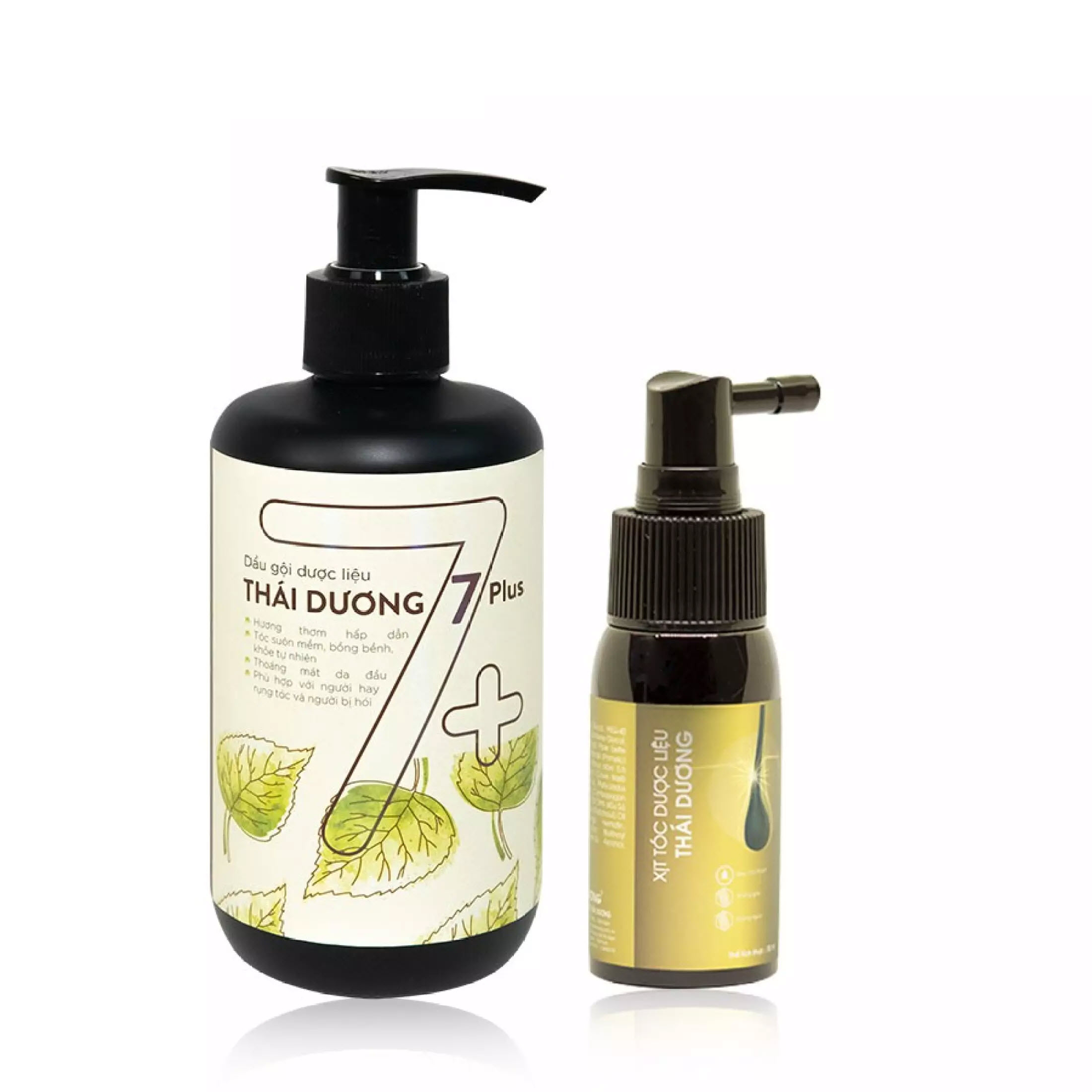 Bộ sản phẩm dành cho tóc rụng - dầu gội dược liệu thái dương 7 plus 480ml & xịt mọc tóc thái dương 30ml