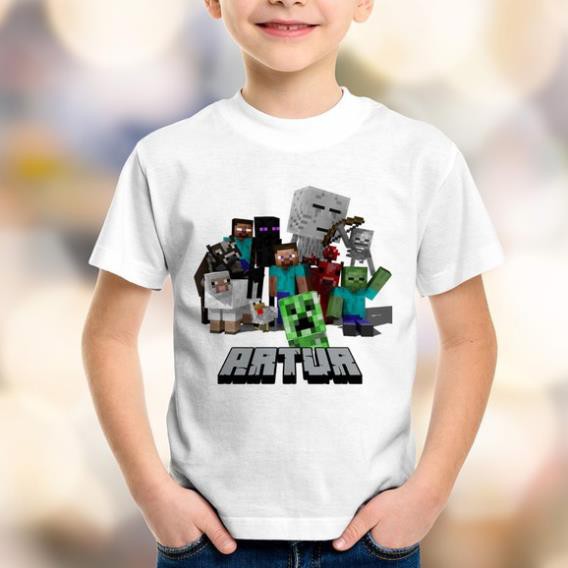 Áo thun trẻ em in hình minecraft cho bé trai /bé gái / vải thái s008