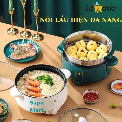 Nồi lẩu đa năng nhiều chức năng chống dính TẶNG 7 phụ kiện nấu ăn , nồi nấu đa năng, nồi hầm, nồi cơm điện, nồi lẩu đa năng có lồng hấp NL