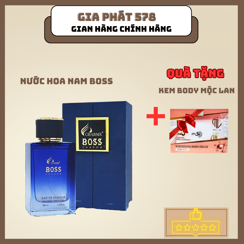 Nước hoa  Nam Cha r-me BOSS Chai 100ml + Tặng kem body