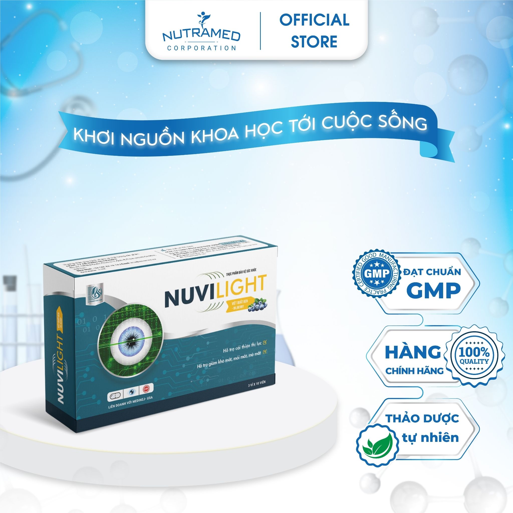 Viên uống Nuvilight tăng cường thị lực, giảm khô mắt mỏi mắt