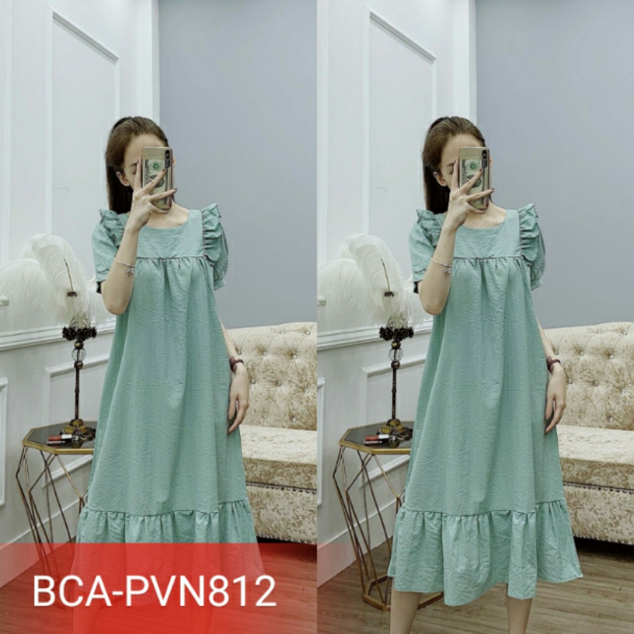 Đầm bầu công sở cánh tiên chất đũi