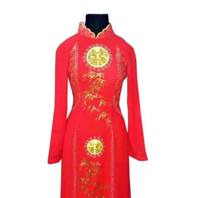 Thanh lý áo dài cô dâu màu đỏ truyền thống