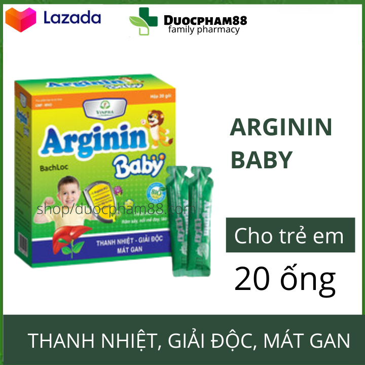 Siro mát gan Arginin Baby , Giải Độc Gan , Giúp Bổ Gan Cho Trẻ Em - Hộp 20 ống