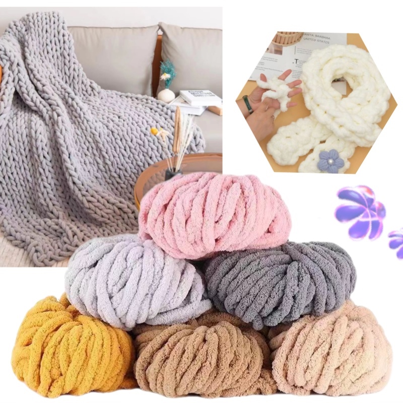 ┋﹍ Cuộn len Chenille 250gr siêu mềm mại Len Chunky Cuộn To