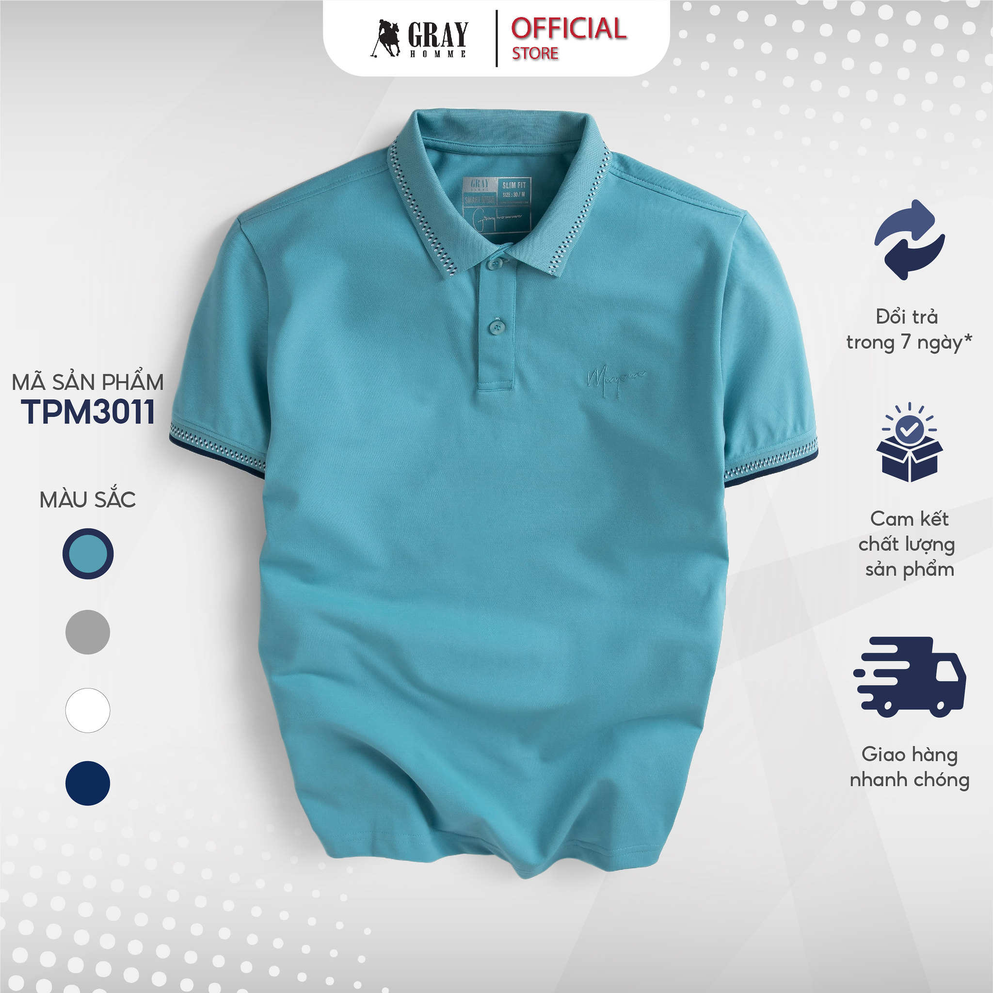 Áo Polo Nam Có Cổ Trơn Basic Trẻ Trung, Áo thun nam Năng Động GRAYHOMME Thoáng mát, thấm hút mồ hôi (TPM3011)