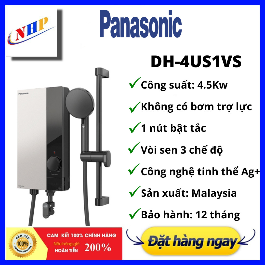 Máy nước nóng panasonic dh-4us1vs 4.5kw màu bạc đen mẫu mới