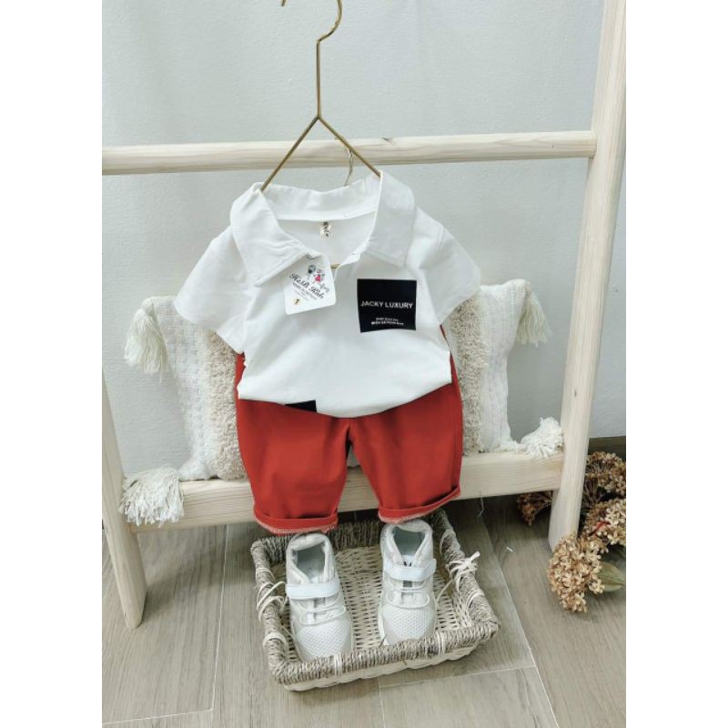 Bộ Đồ Cho Bé️, Set Đi Học Áo Cổ Kèm Quần Kaki Mềm Mại Size Từ 8-25kg, Set Bé Trai