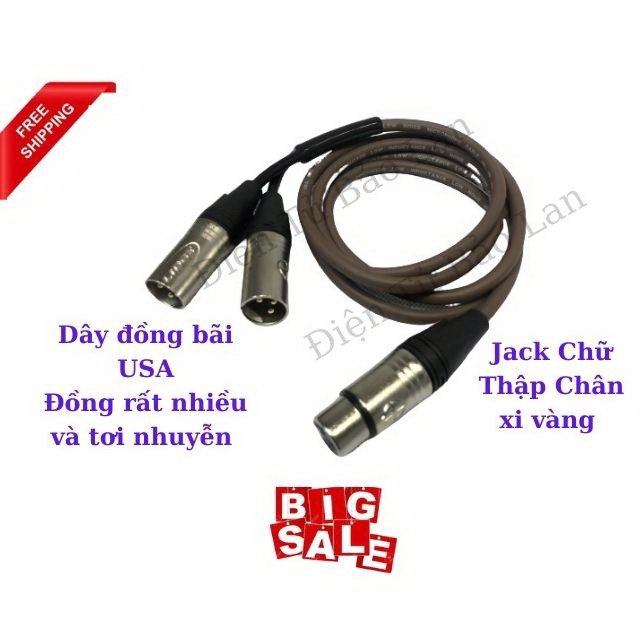 Dây Canon Cái Ra 2 Đầu Canon Đực, Dây Chia Canon 1 Cái Ra 2 Đực