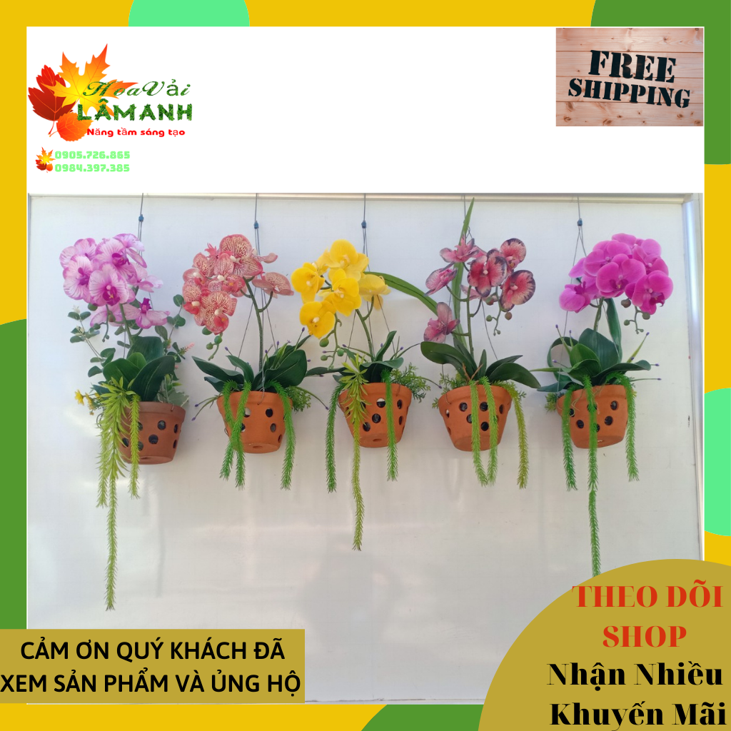 Lan treo giả nhân tạo đủ màu sắc hoa vải lâm anh.