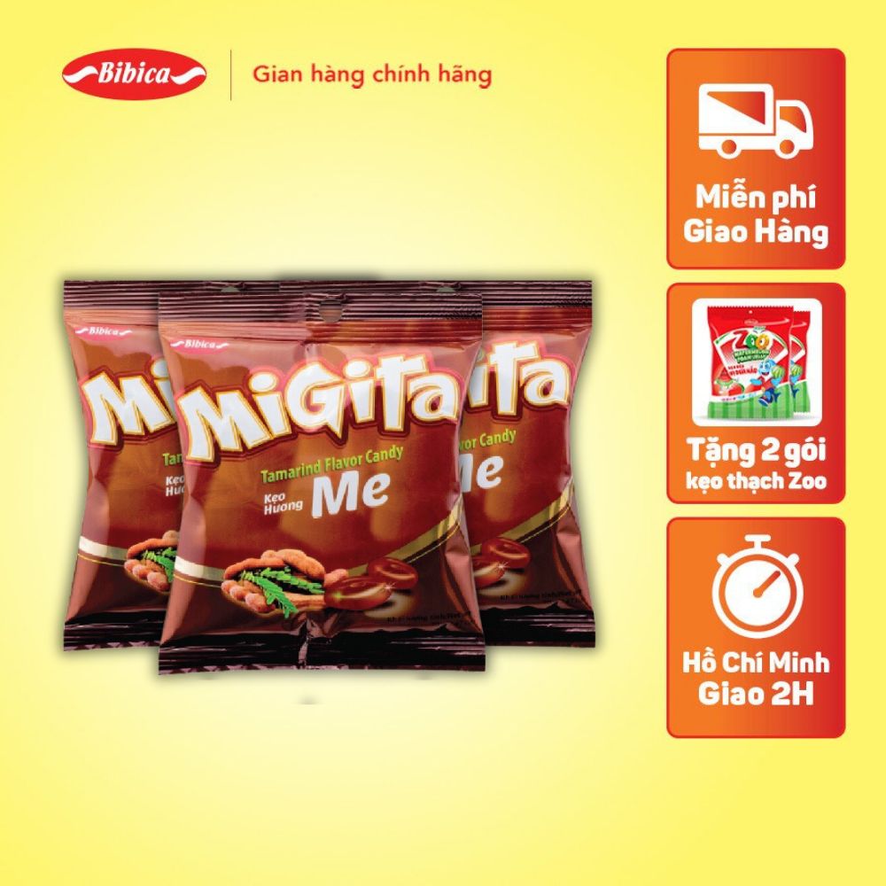 Combo 3 Kẹo Cứng Migita Me Bibica 70g