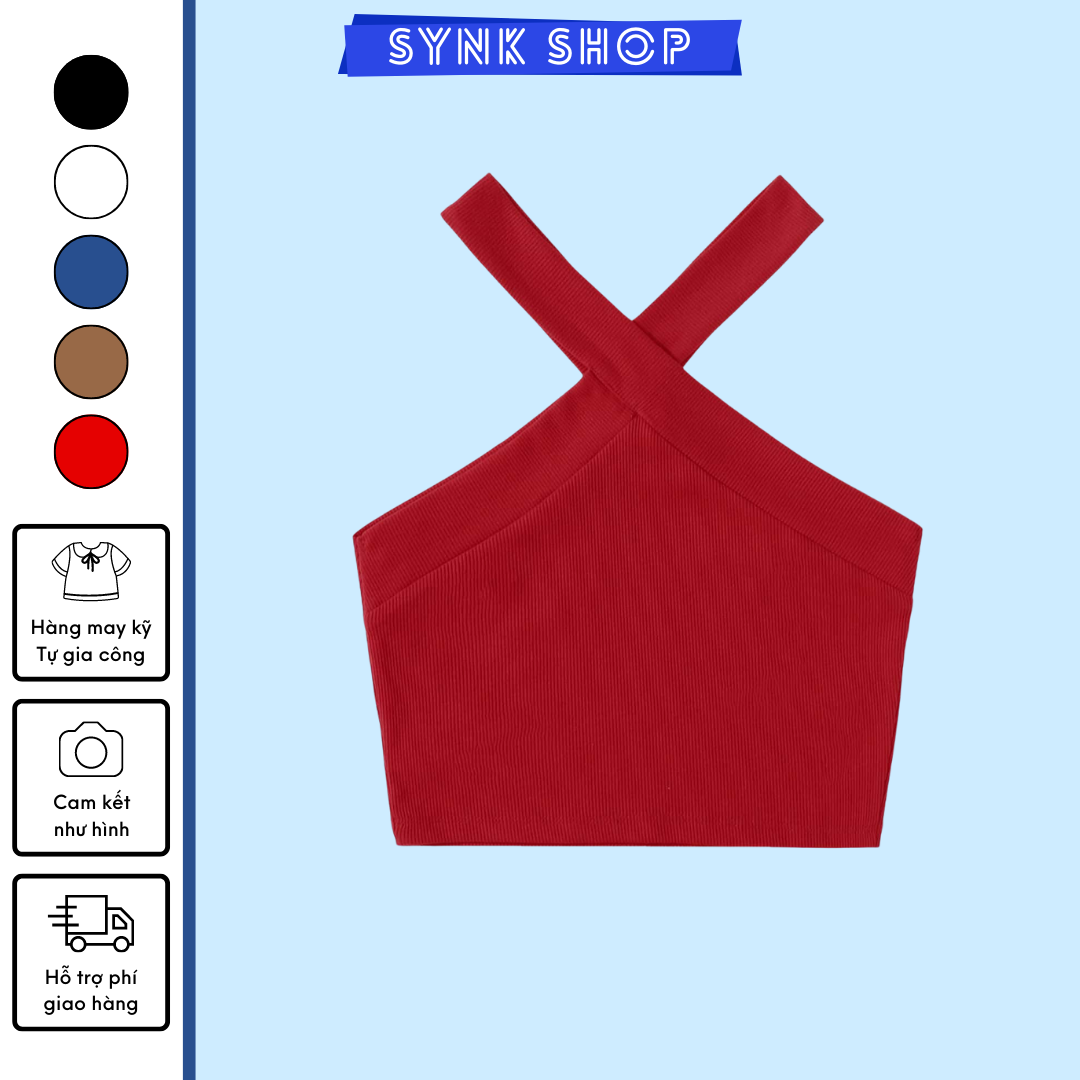 Áo 2 dây croptop SYNK áo 2 dây bản to sexy cổ chữ thập