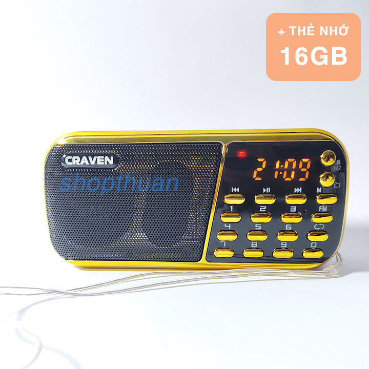 Loa craven cr-853 + thẻ nhớ 16gb - 3 pin – nghe thẻ nhớ usb fm