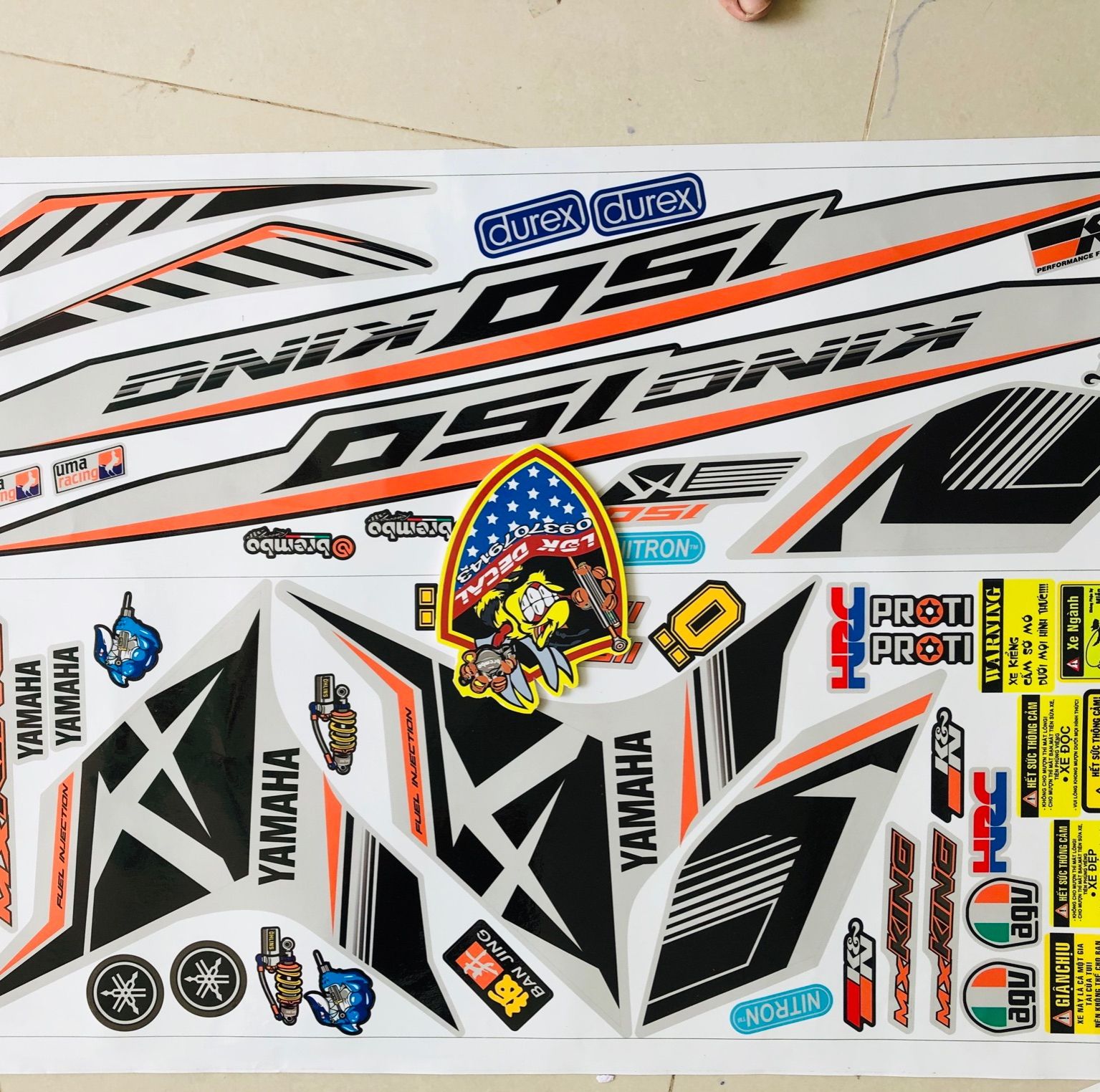 Tem rời ex 150 Mxking dán xe bạc bụng đen