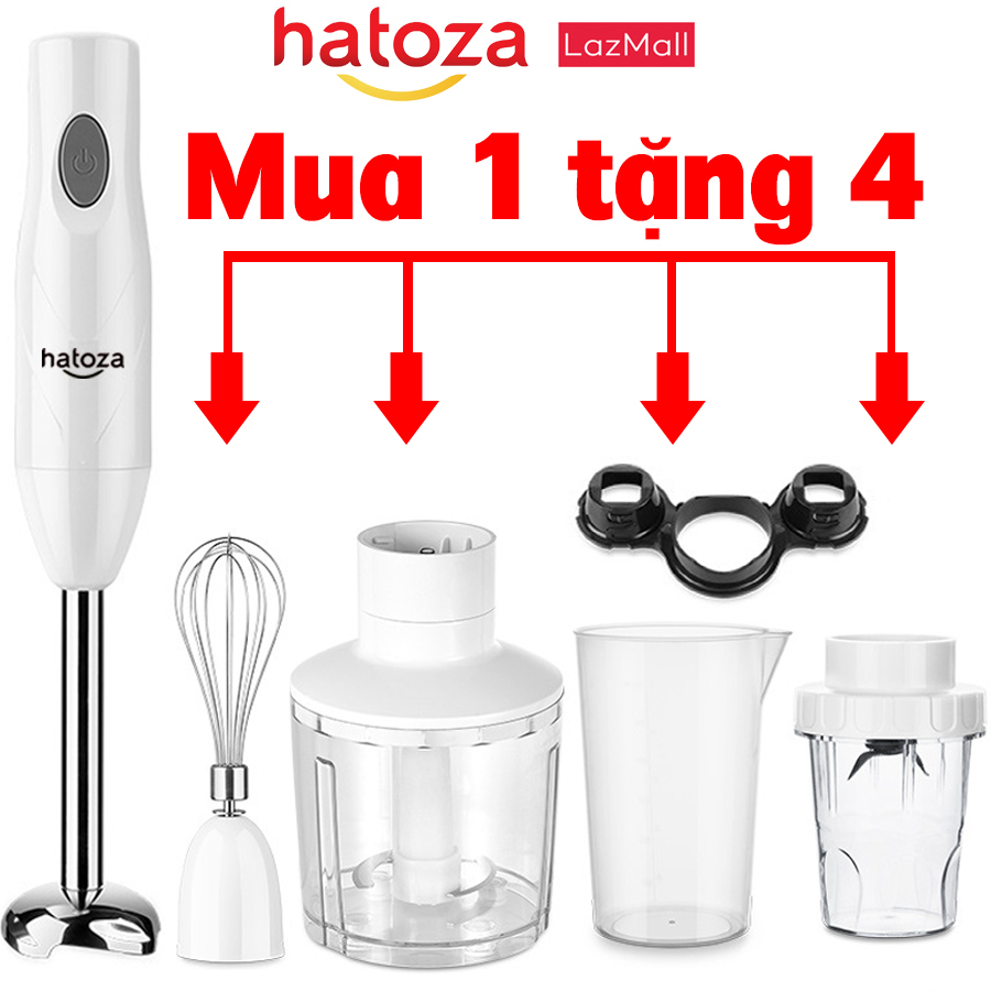 Máy xay sinh tố cầm tay Hatoza-HZ01 kèm cây đánh trứng [nhiều chế độ, xay thực phẩm nóng, xay thịt, công suất: 150W] bảo hành chính hãng 6 tháng