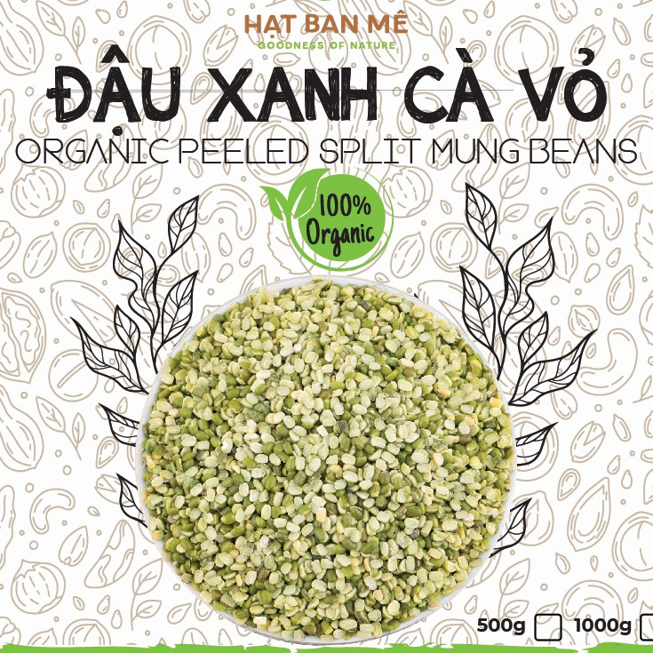 500gram đậu xanh cà vỏ thuần chủng hữu cơ tự nhiên - hạt ban mê food