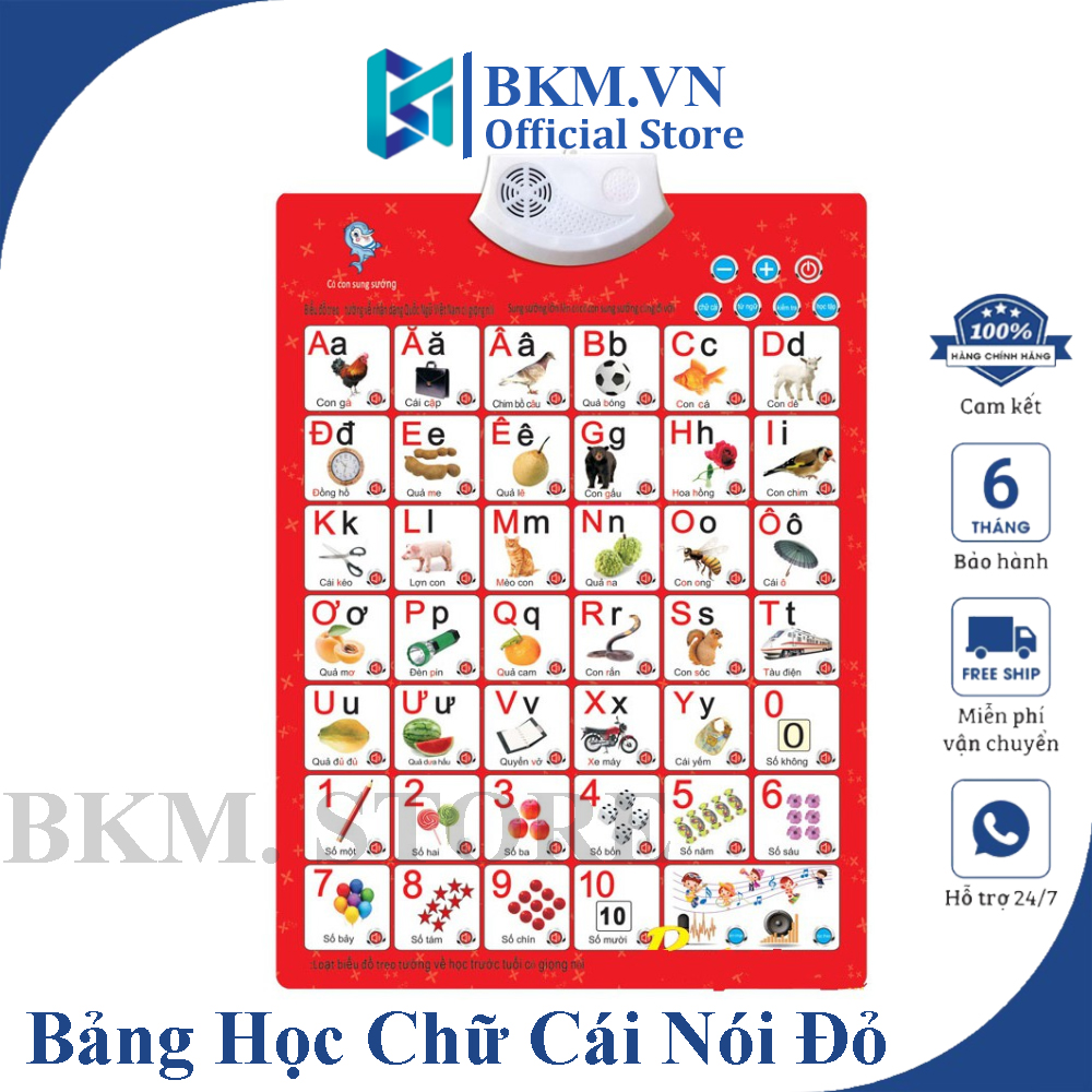 Bảng Học Chữ Cái Và Số Tiếng Việt Thông Minh Phát Ra Giọng Nói Có Móc Treo Tường Cho Bé, Bảng Học Điện Tử 2 Mặt Giúp Bé Phát Triển Trí Tuệ Từ 1 Đến 6 Tuổi