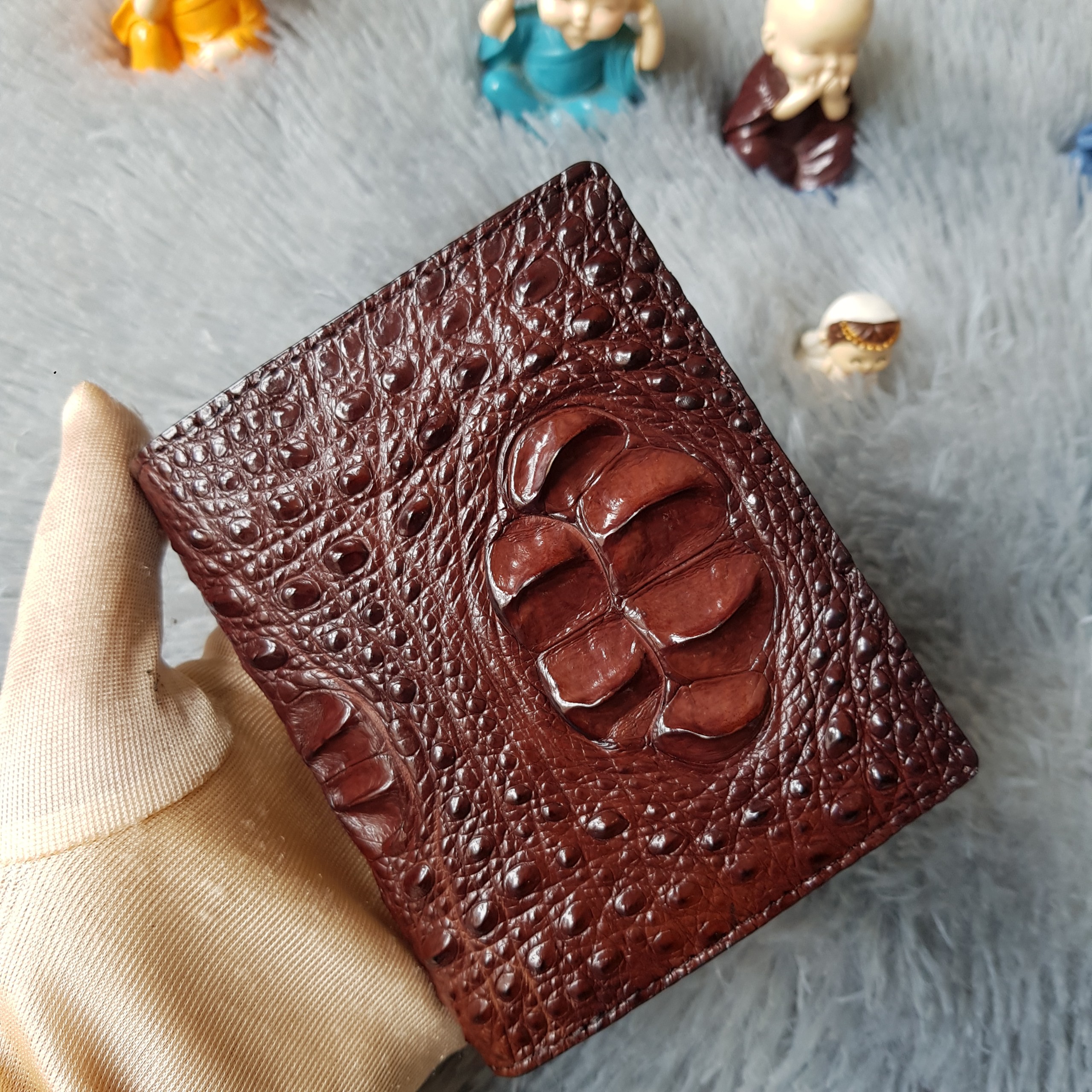 Ví Da Cá Sấu Dáng Đứng, Màu Nâu Cafe | Ví Da Cá Sấu Gù Lưng 2 Mặt | Đẳng Cấp Phái Mạnh I Bảo Hành 24 tháng