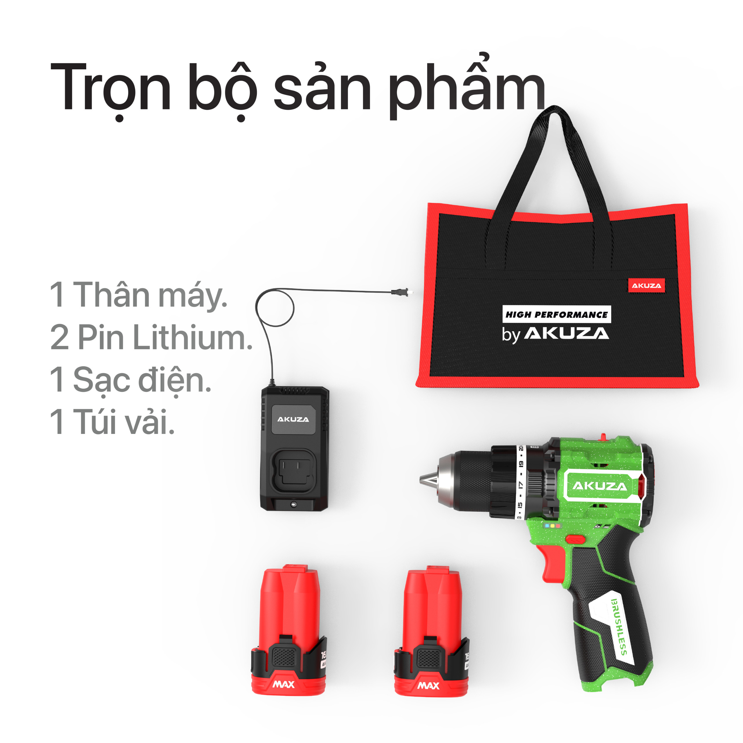 {Chính Hãng} Khoan Pin AKUZA F1 Có Búa,4 in 1- Khoan pin 16,8V Không Chổi Than.Dòng Máy 16.8V Siêu mạnh, Siêu Bền