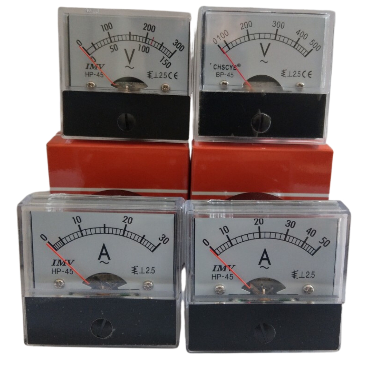 Đồng hồ tủ điện HP-45 vôn, ampere 45x45 đo điện áp, dòng điện trực tiếp tiêu chuẩn Đài Loan tín hiệu analoge dạng kim
