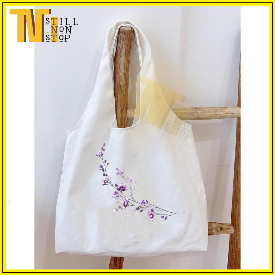 Túi tote thời trang cao cấp hàng nhập Quảng Châu, HOA TÍM , túi vãi , túi quai lền thiết kế tỉ mĩ hợp thời trang