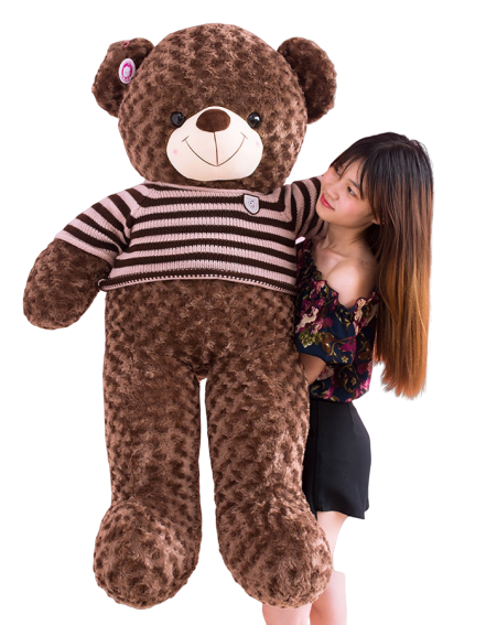 Gấu Bông Teddy Khổ Vải 1m4 Cao 1m2 Màu Nâu Hàng VNXK - Lông Xoắn Bông Gòn Cao Cấp - TD1M2