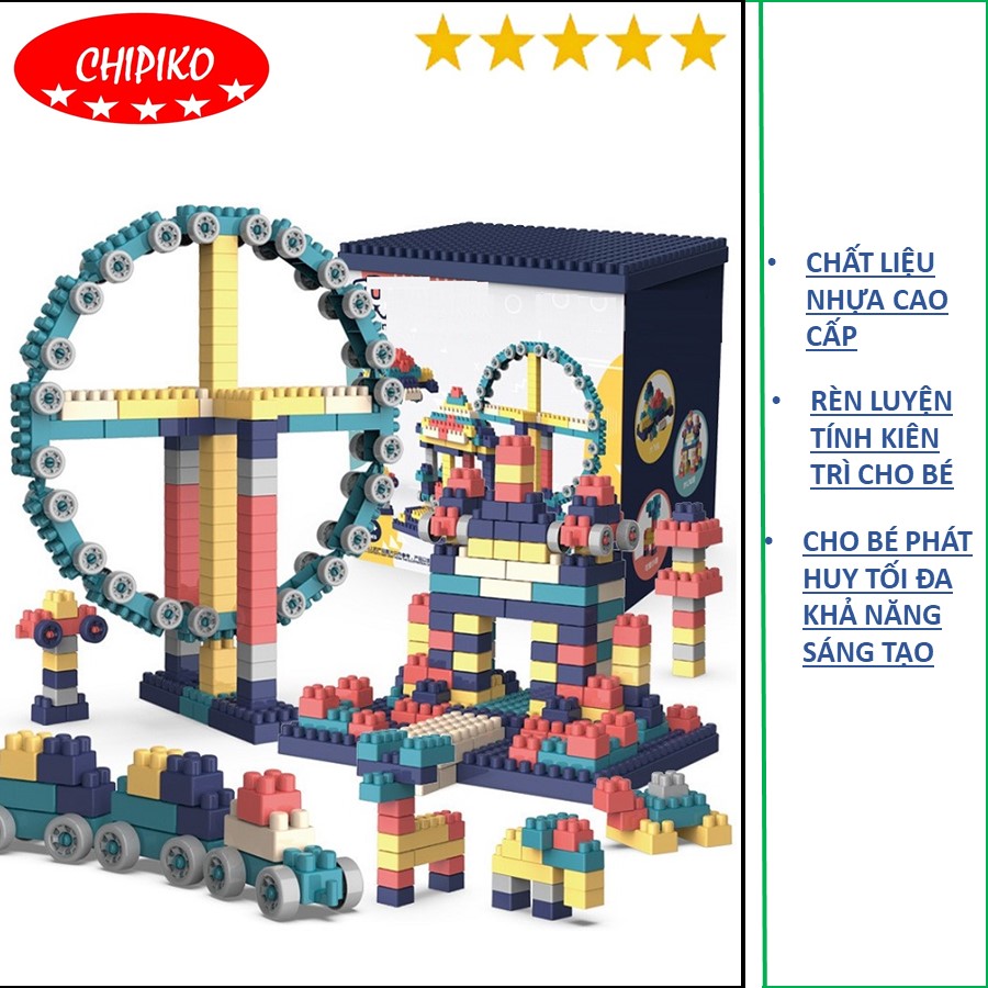 Bộ xếp hình lego 520 chi tiết cho bé thỏa sức sáng tạo - đồ chơi lắp ghép phát triển trí tuệ toàn diện