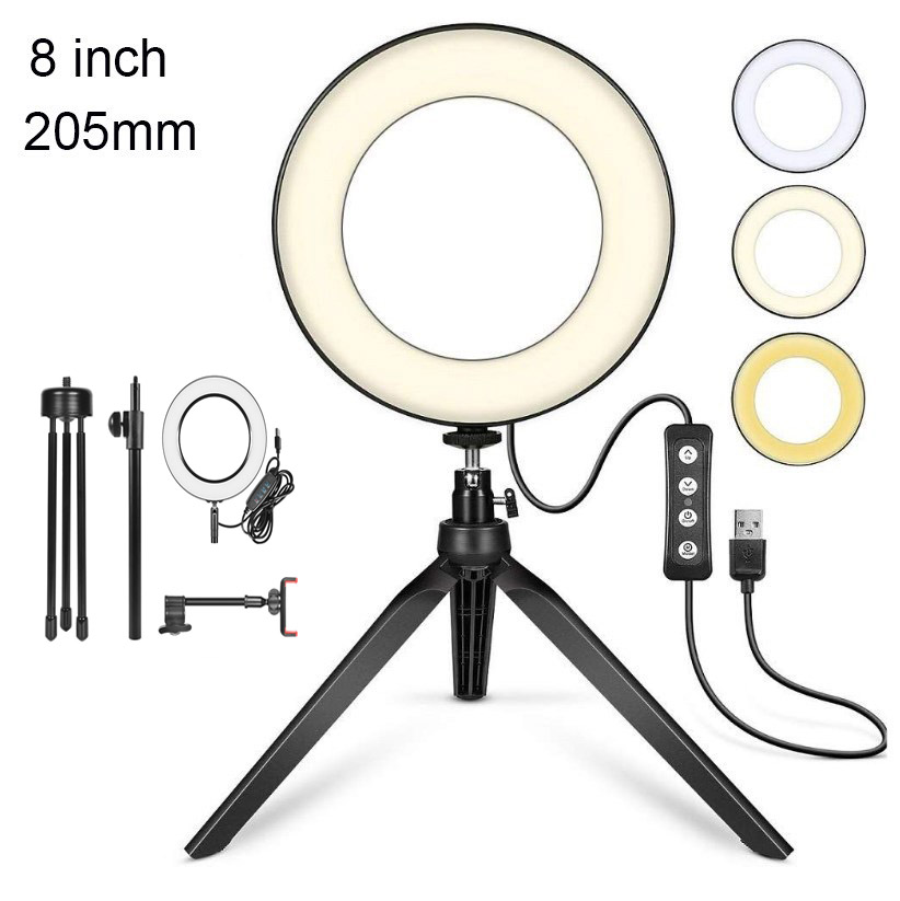 [HCM]Đèn Led Livestream Cao Cấp Đèn LED Selfie 6 inch 16 chân với giá đỡ ba chân Live Stream / Trang điểm / Video Giá đỡ điện thoại di động có thể điều chỉnh độ sáng
