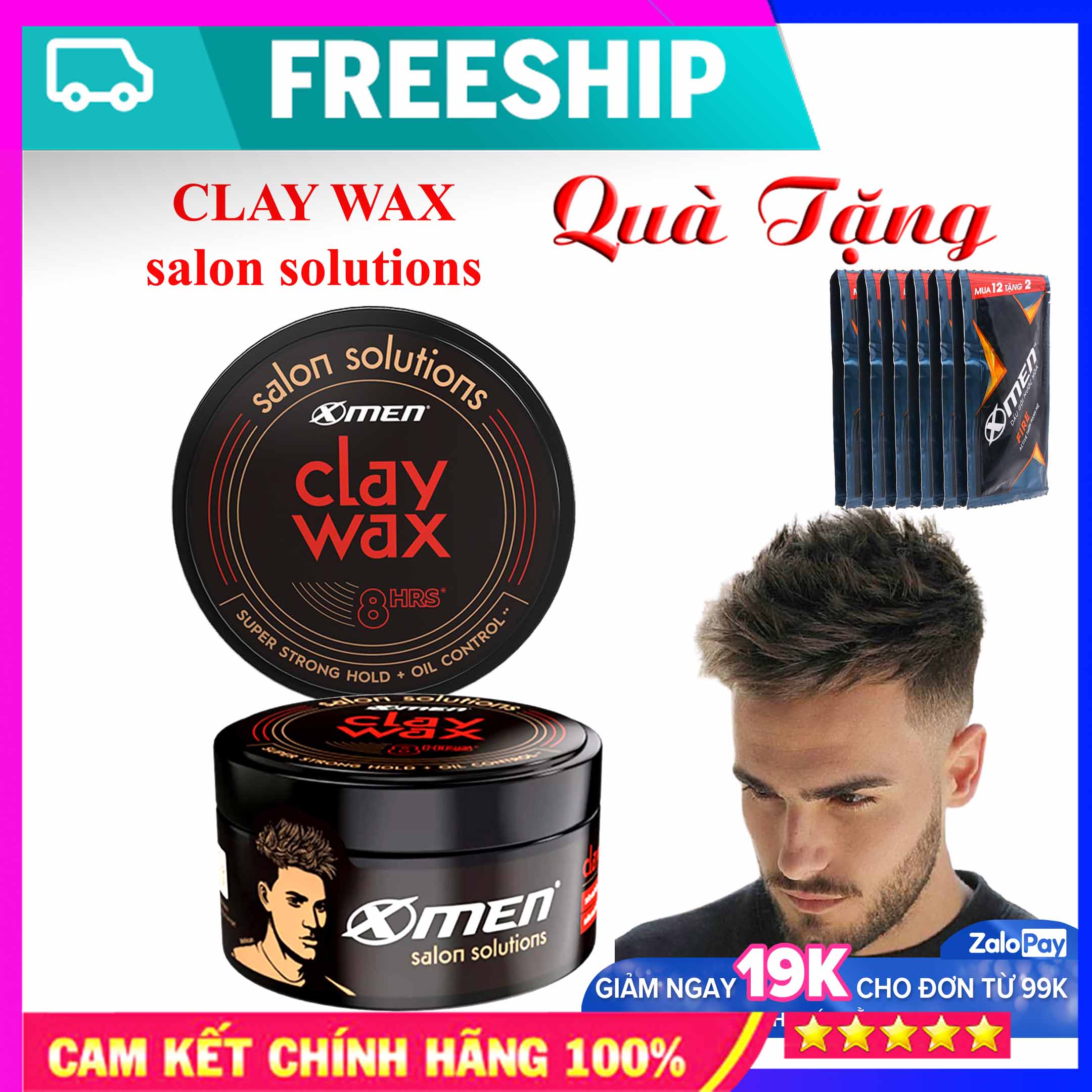 Sáp đất sét Xmen Salon Solutions Clay Wax 70g - Sáp Xmen Salon [TẶNG NGAY] 3 Gói Dầu Gội Xmen