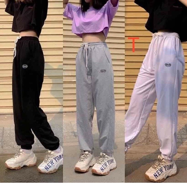 Lọ lem luxuxy quần nữ quần jogger thể thao nam nữ spun 2 màu unisex thoáng mát cao cấp -