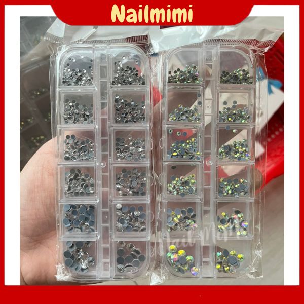 Đá chân keo mix size khay 12 ô trắng, ab
