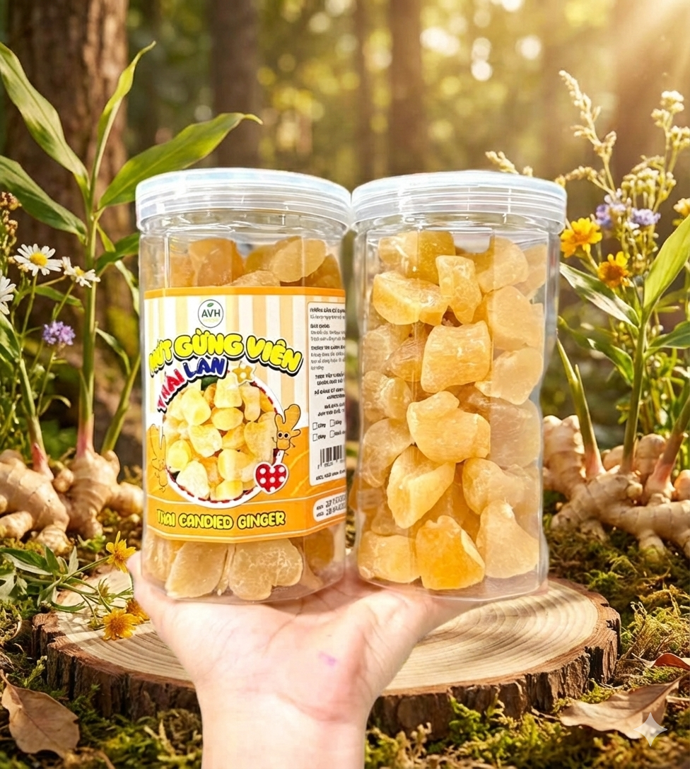  1kg Mứt gừng viên sấy dẻo thái lan - Mứt tết - đồ ăn vặt - Tết - đồ ăn vặt 