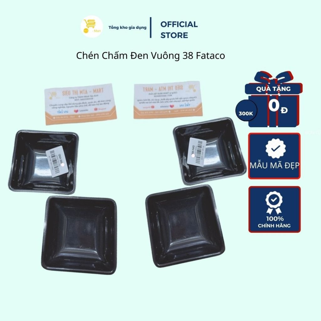 Chén chấm đen vuông cc38 fataco - chén đựng gia vị - chén nước chấm - mắm - muối nhựa melamine cao cấp mta-mart2