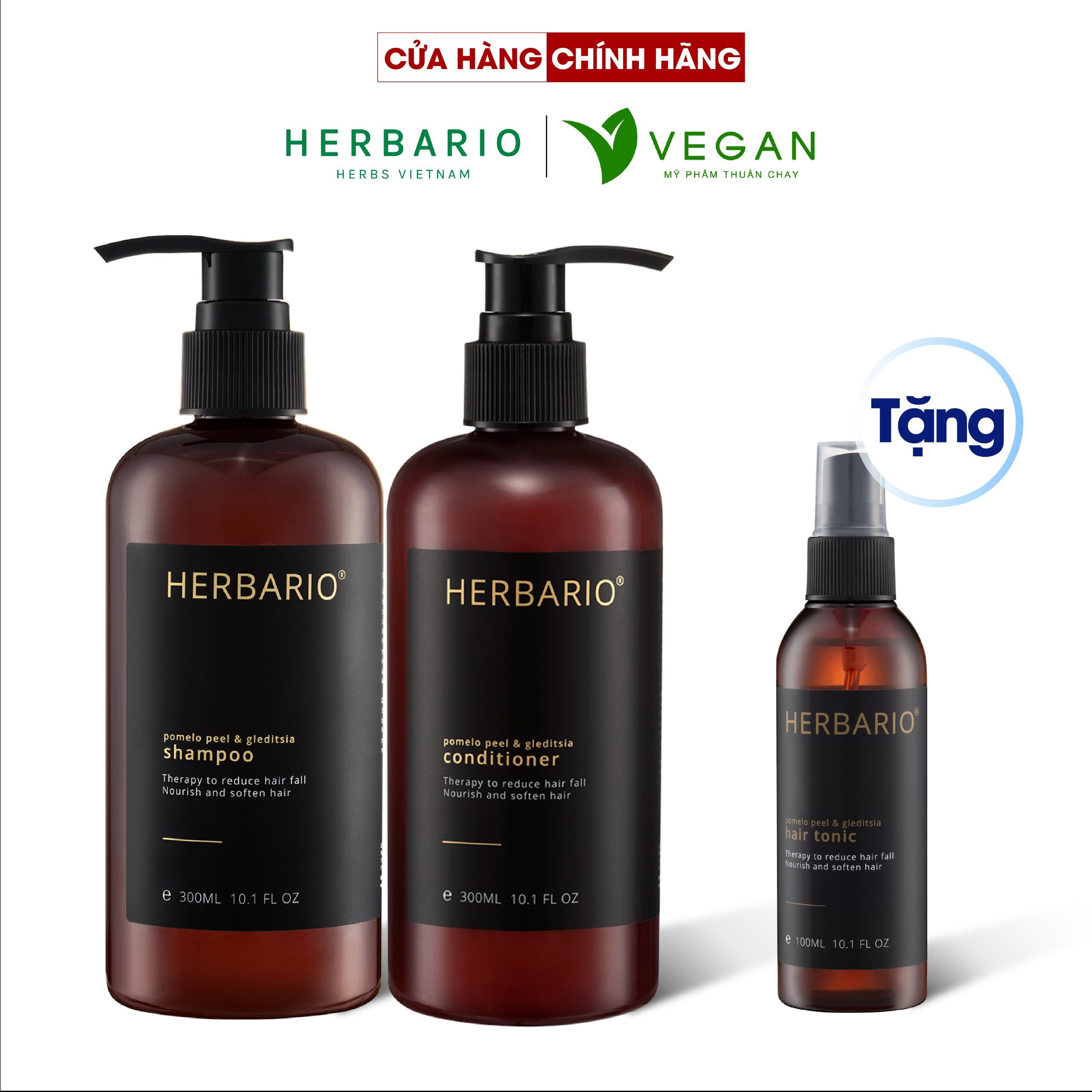 Bộ đôi dầu gội bồ kết & vỏ bưởi herbario 300ml + dầu xả bồ kết & vỏ bưởi herbario 300ml tặng xịt dưỡng herbario 100ml - 100 % vegan mỹ phẩm thuần chay