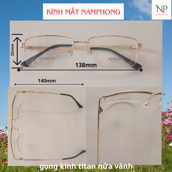 Gọng kính titanium ni kon sẻ cước