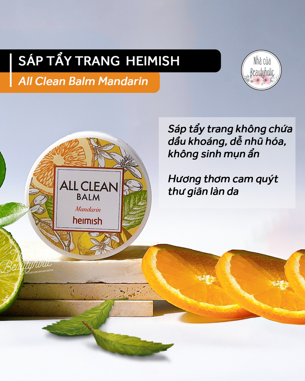 Sáp tẩy trang heimish all clean balm mandarin