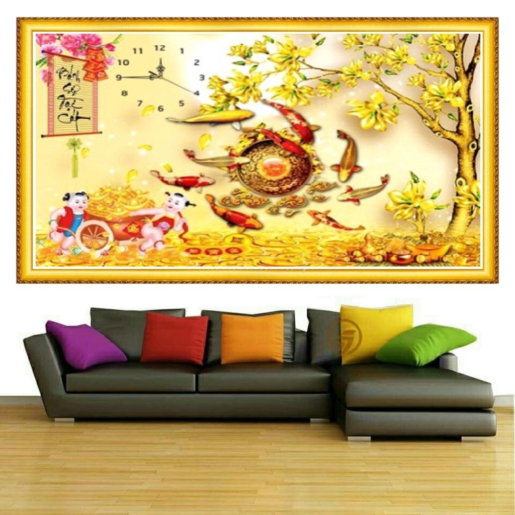 Tranh Đính Đá Đồng Hồ Bách Sự Đại Cát LV365 (Tranh Tự Đính)