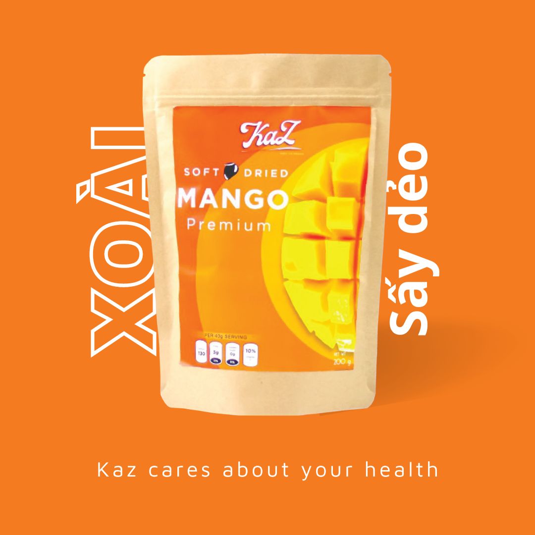 Xoài sấy dẻo organic kaz, ngọt tự nhiên 200g - soft dried mango