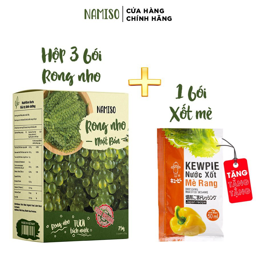 Rong Nho Tách Nước Namiso Hộp 3 Gói tặng kèm sốt mè